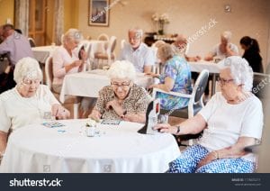 elderly people playing bingo