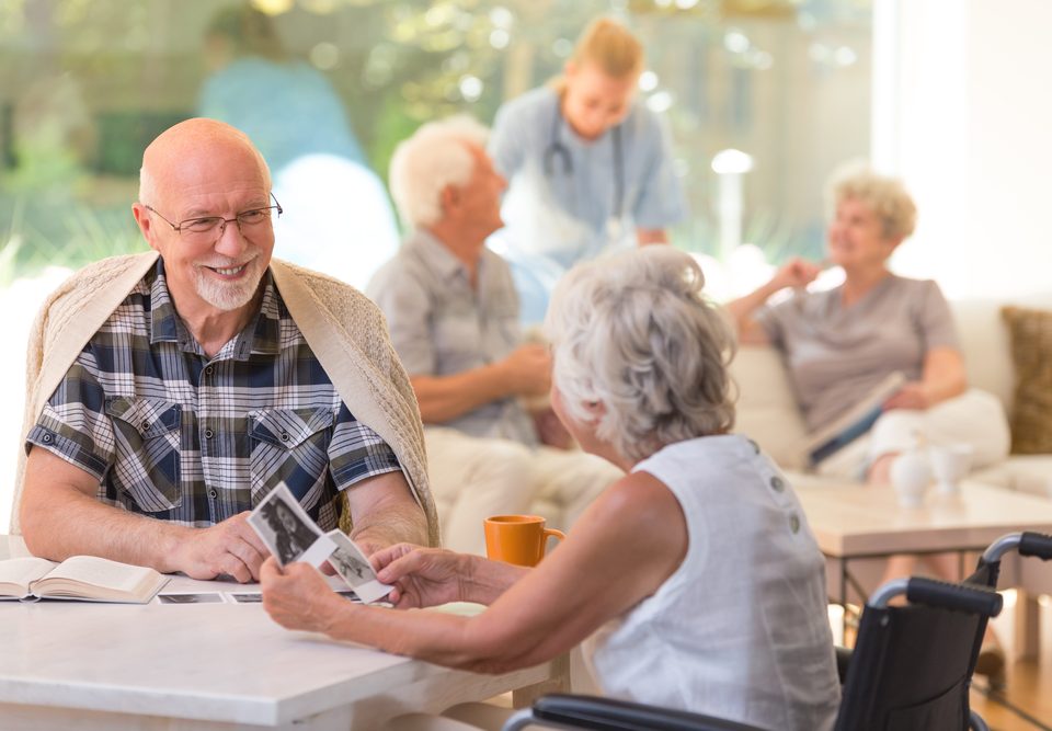 elderlies relaxing in the living room